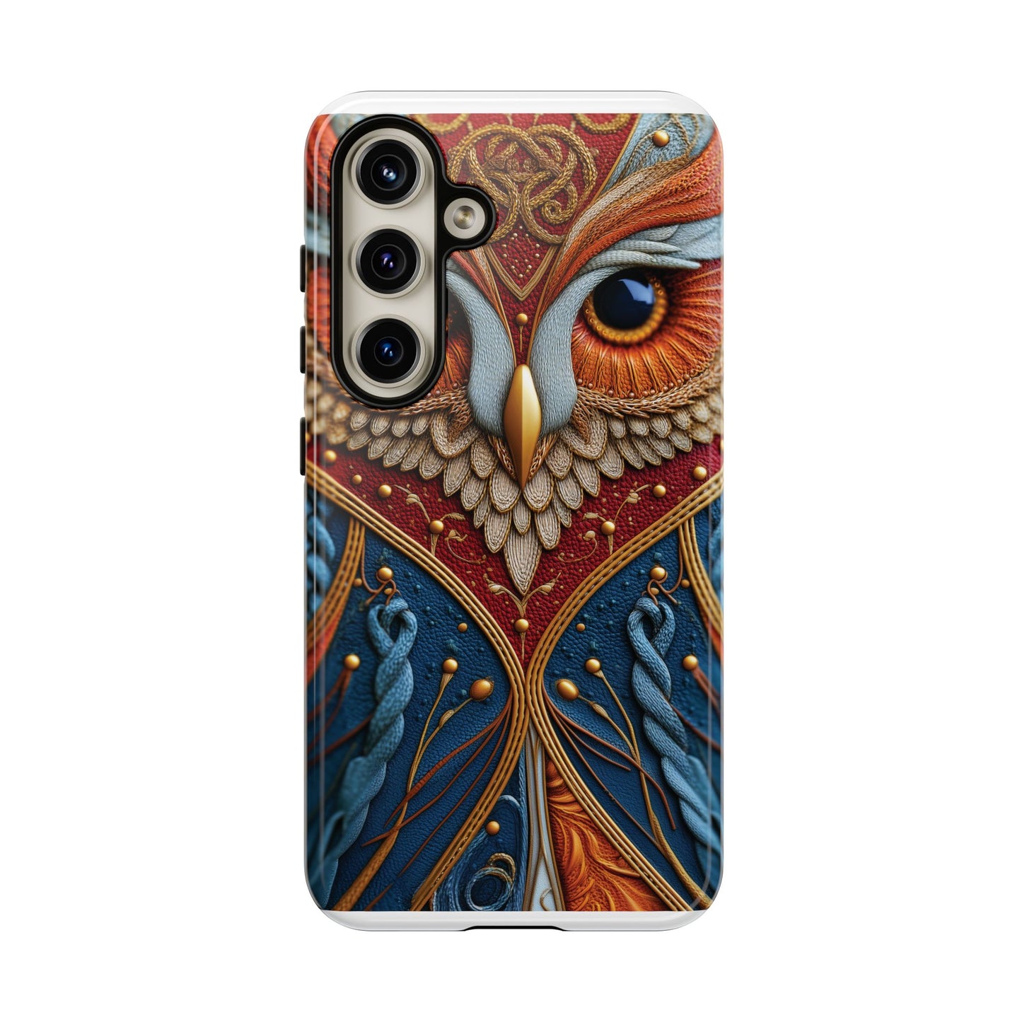 Hibou Royal : Art Textile Brodé et Cuir