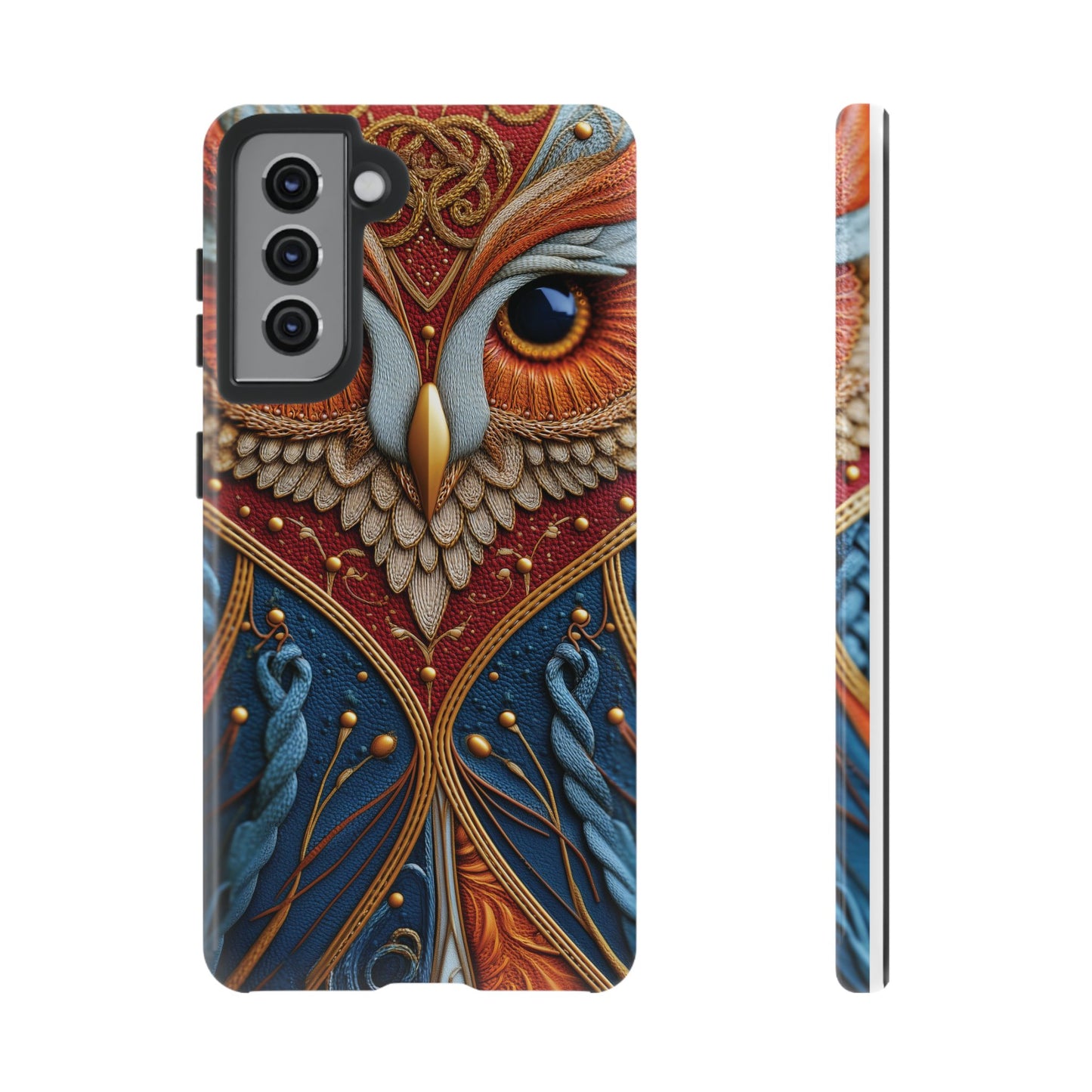 Hibou Royal : Art Textile Brodé et Cuir