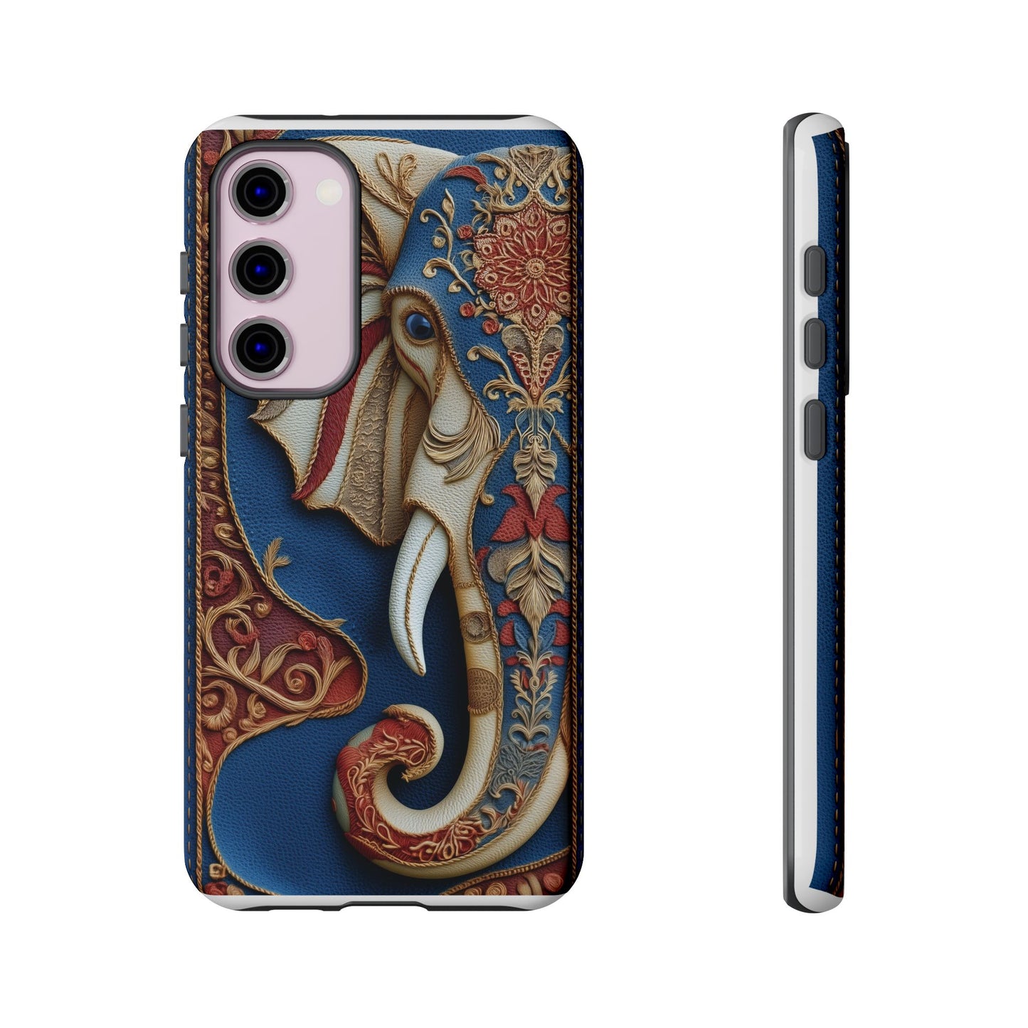 Éléphant Ornemental : Broderie Paisley et Cuir