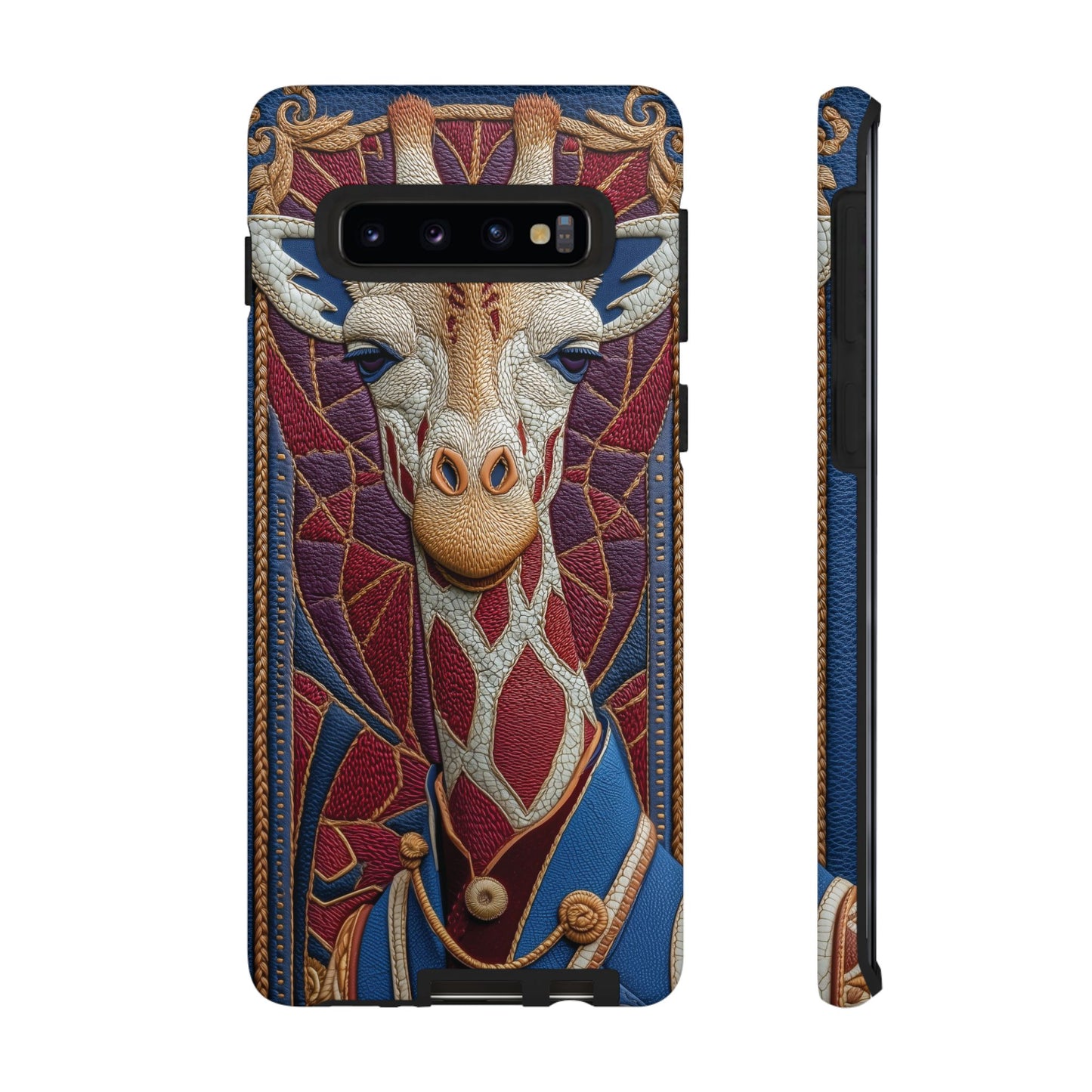 Girafe Aristocrate : Mosaïque de Cuir et Broderie