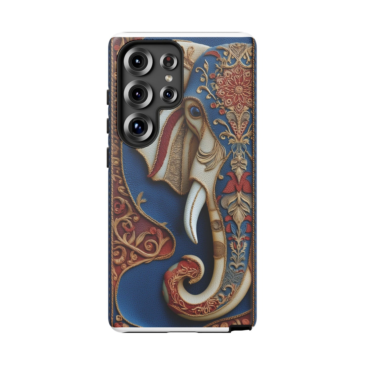 Éléphant Ornemental : Broderie Paisley et Cuir