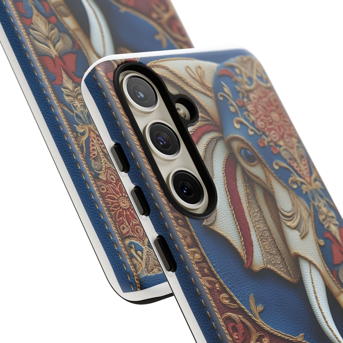 Éléphant Ornemental : Broderie Paisley et Cuir