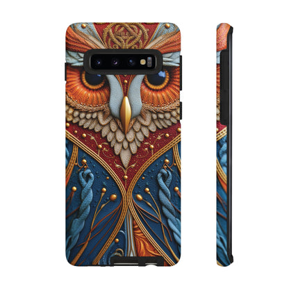 Hibou Royal : Art Textile Brodé et Cuir