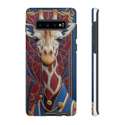 Girafe Aristocrate : Mosaïque de Cuir et Broderie