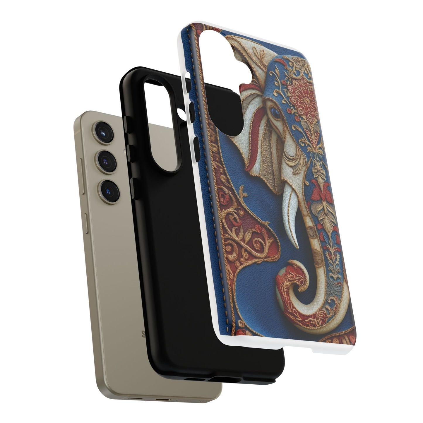 Éléphant Ornemental : Broderie Paisley et Cuir