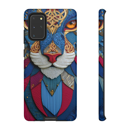 Chat Sacré : Masque Celtique en Cuir et Or