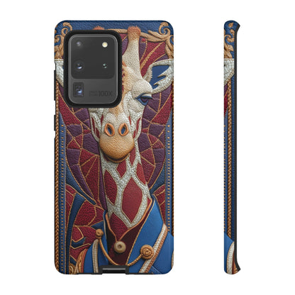 Girafe Aristocrate : Mosaïque de Cuir et Broderie