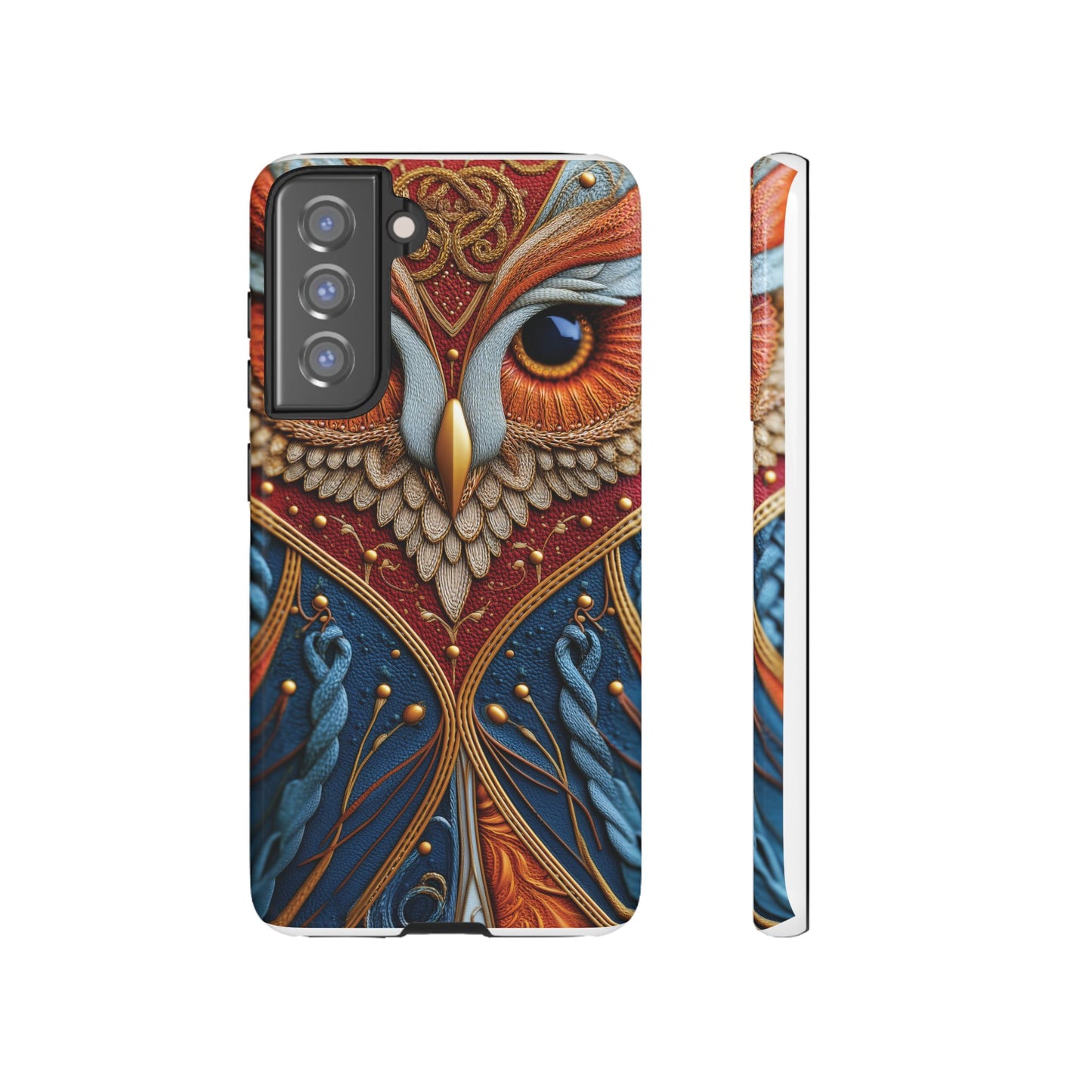 Hibou Royal : Art Textile Brodé et Cuir