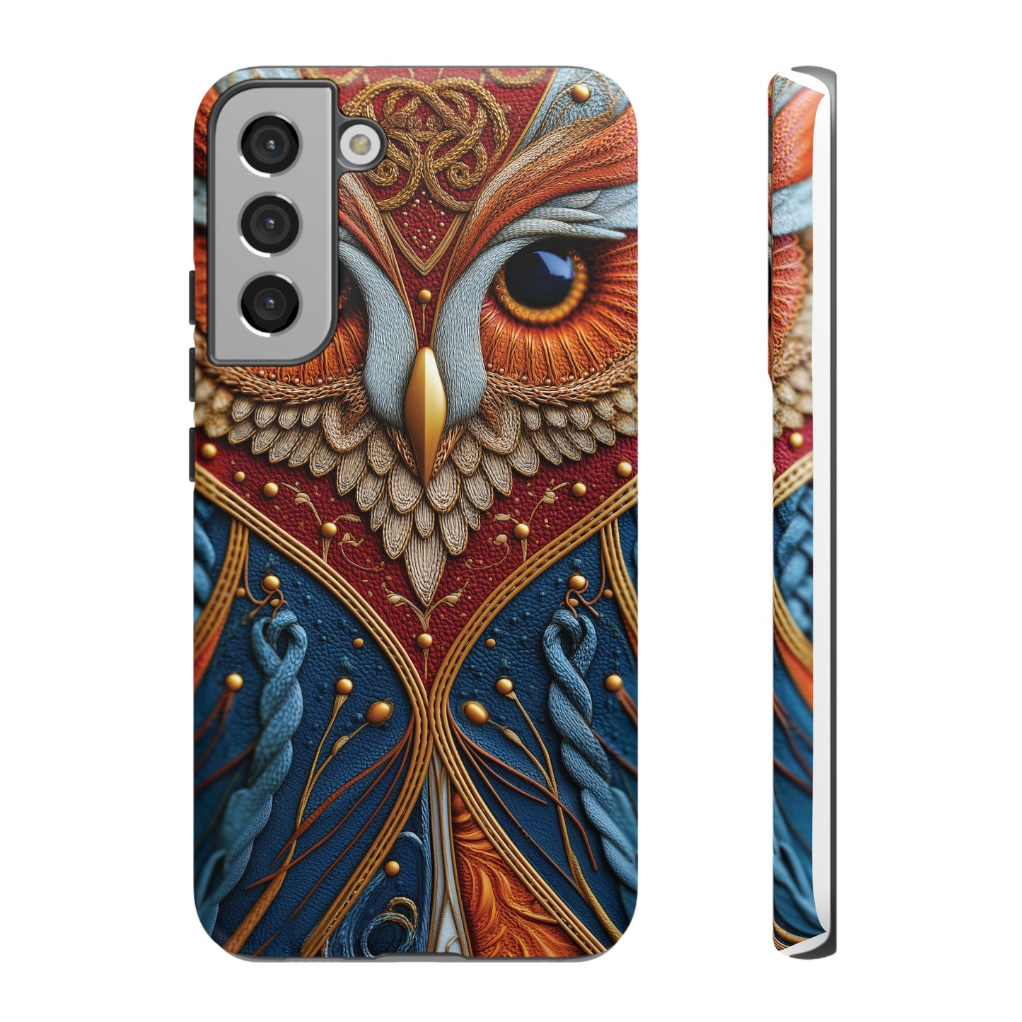 Hibou Royal : Art Textile Brodé et Cuir