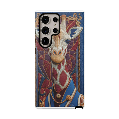 Girafe Aristocrate : Mosaïque de Cuir et Broderie