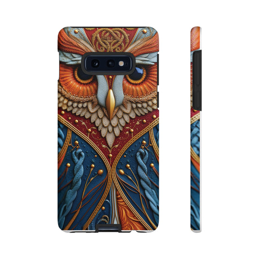 Hibou Royal : Art Textile Brodé et Cuir