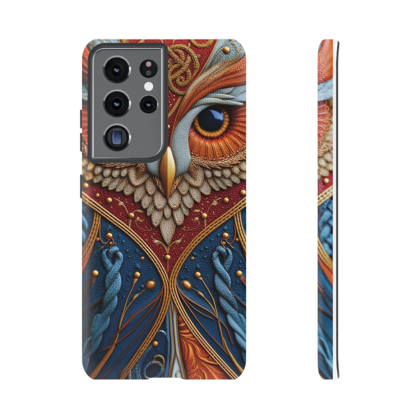 Hibou Royal : Art Textile Brodé et Cuir