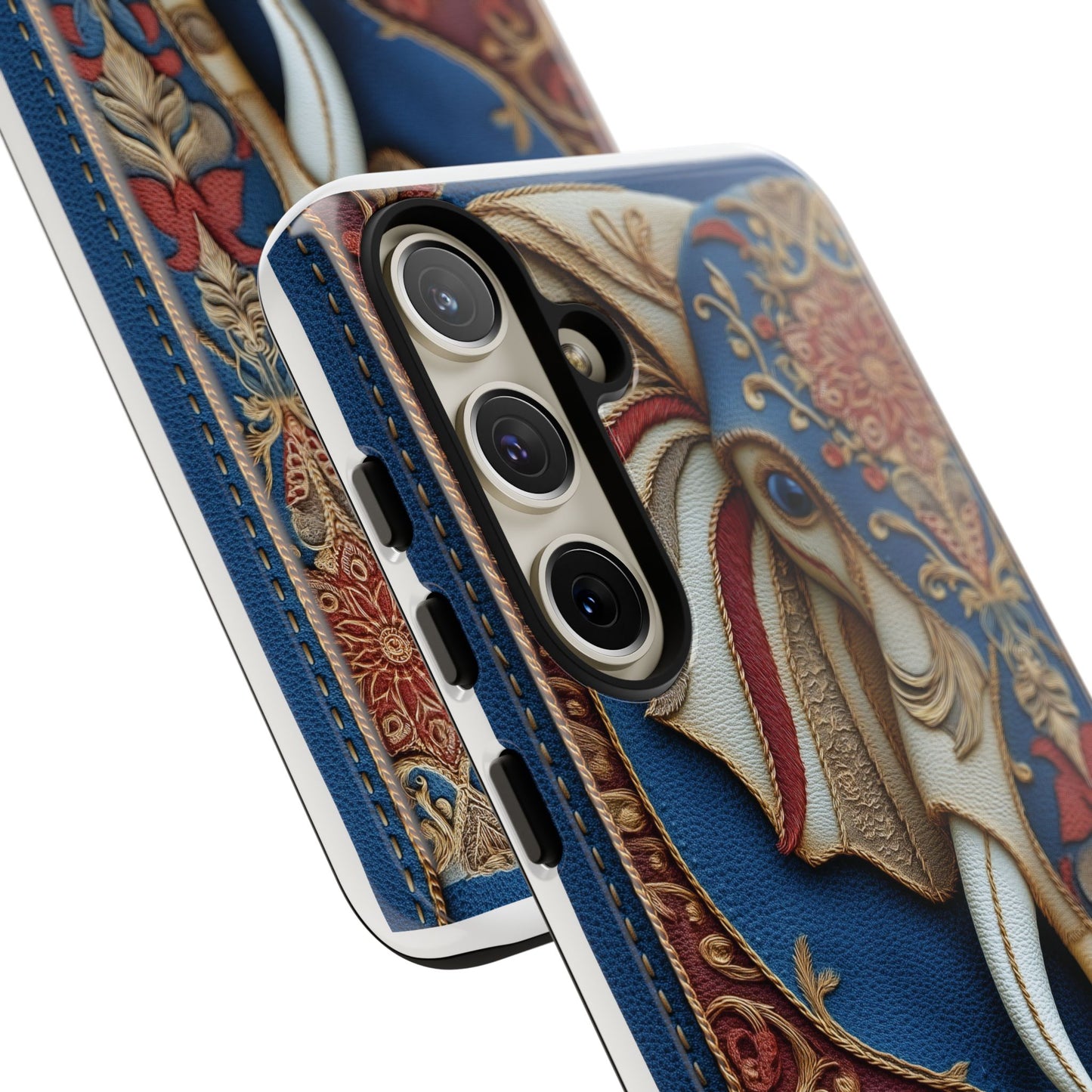 Éléphant Ornemental : Broderie Paisley et Cuir