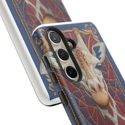 Girafe Aristocrate : Mosaïque de Cuir et Broderie