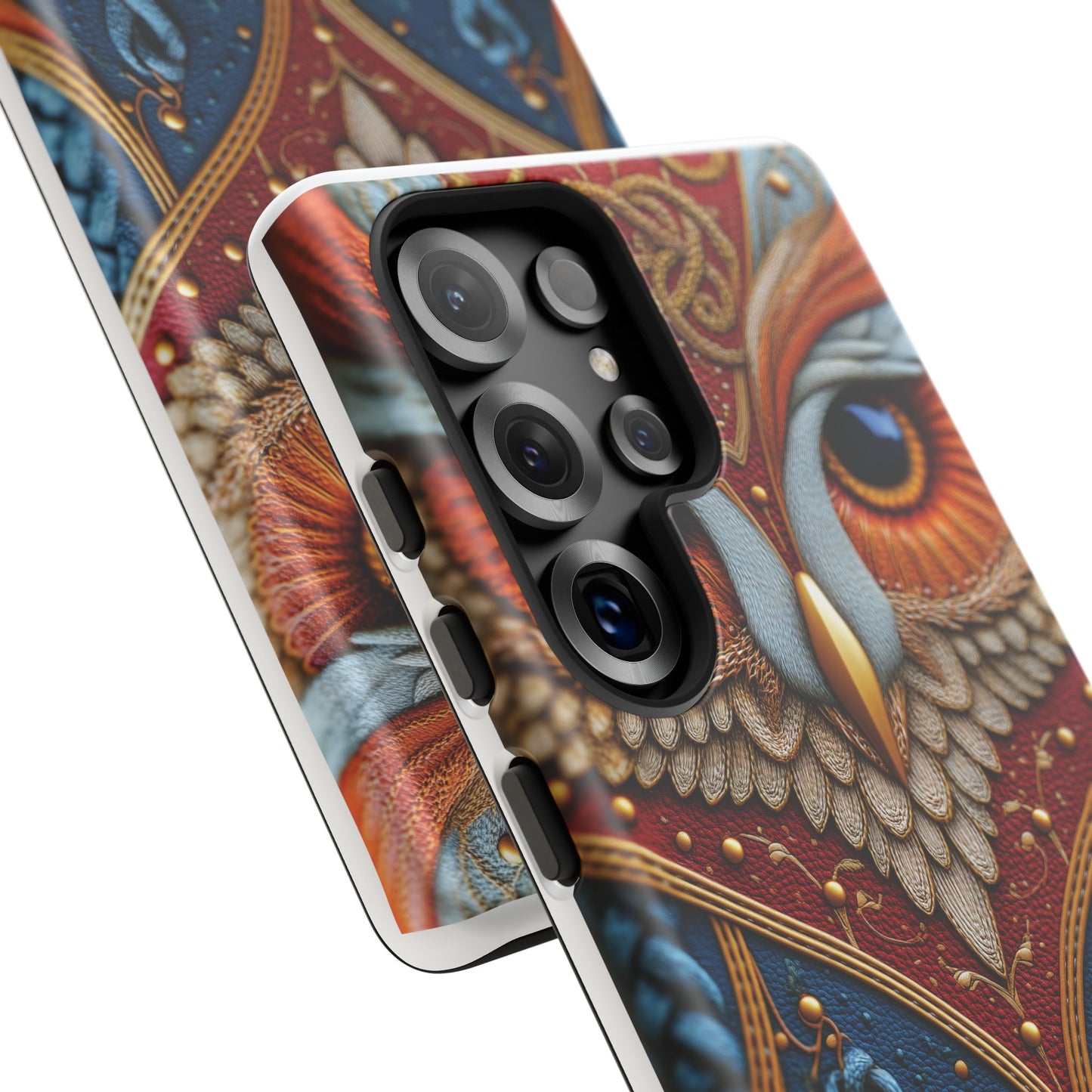 Hibou Royal : Art Textile Brodé et Cuir