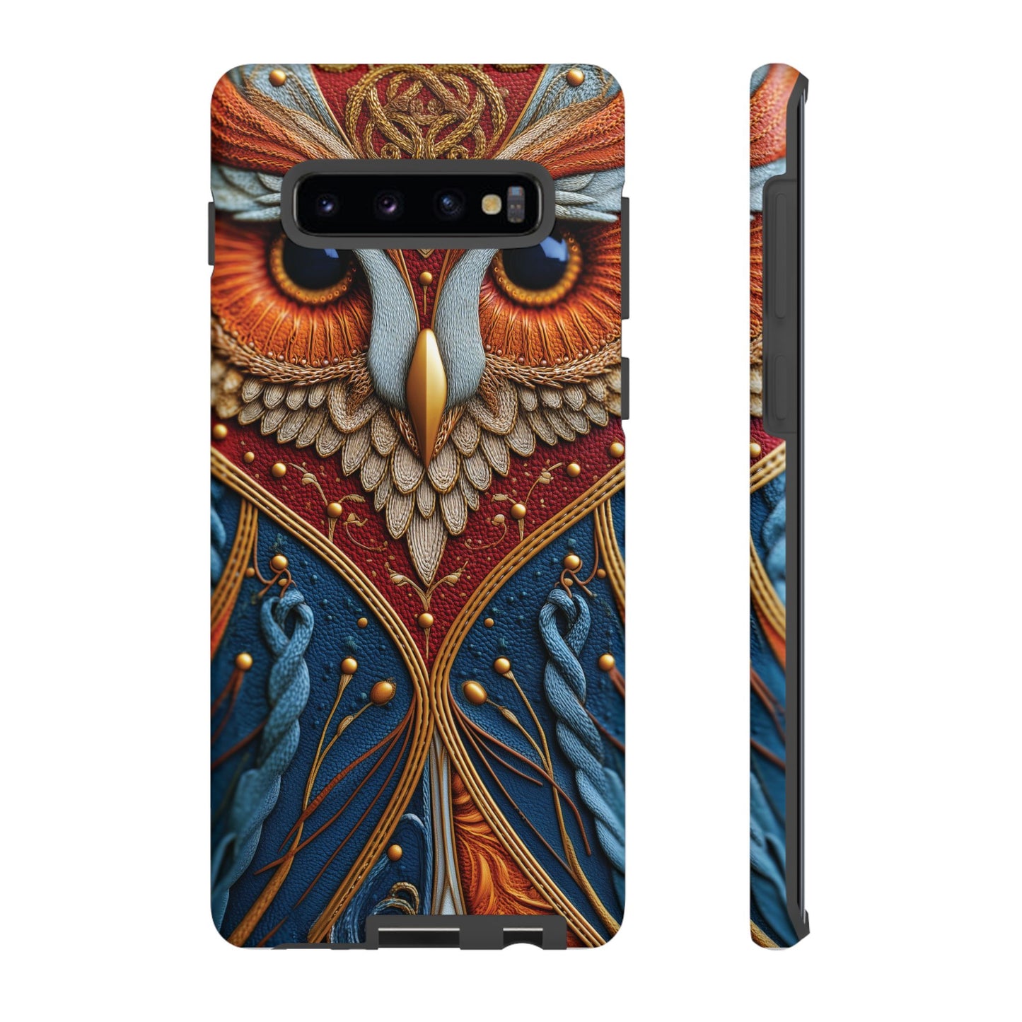 Hibou Royal : Art Textile Brodé et Cuir