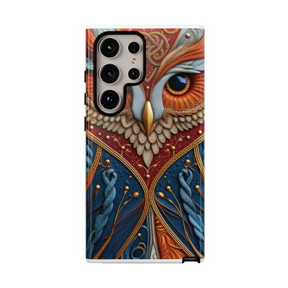 Hibou Royal : Art Textile Brodé et Cuir