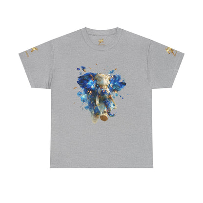 Éléphant Céleste Électrique : Esprit Cybernétique en Bleu et Or