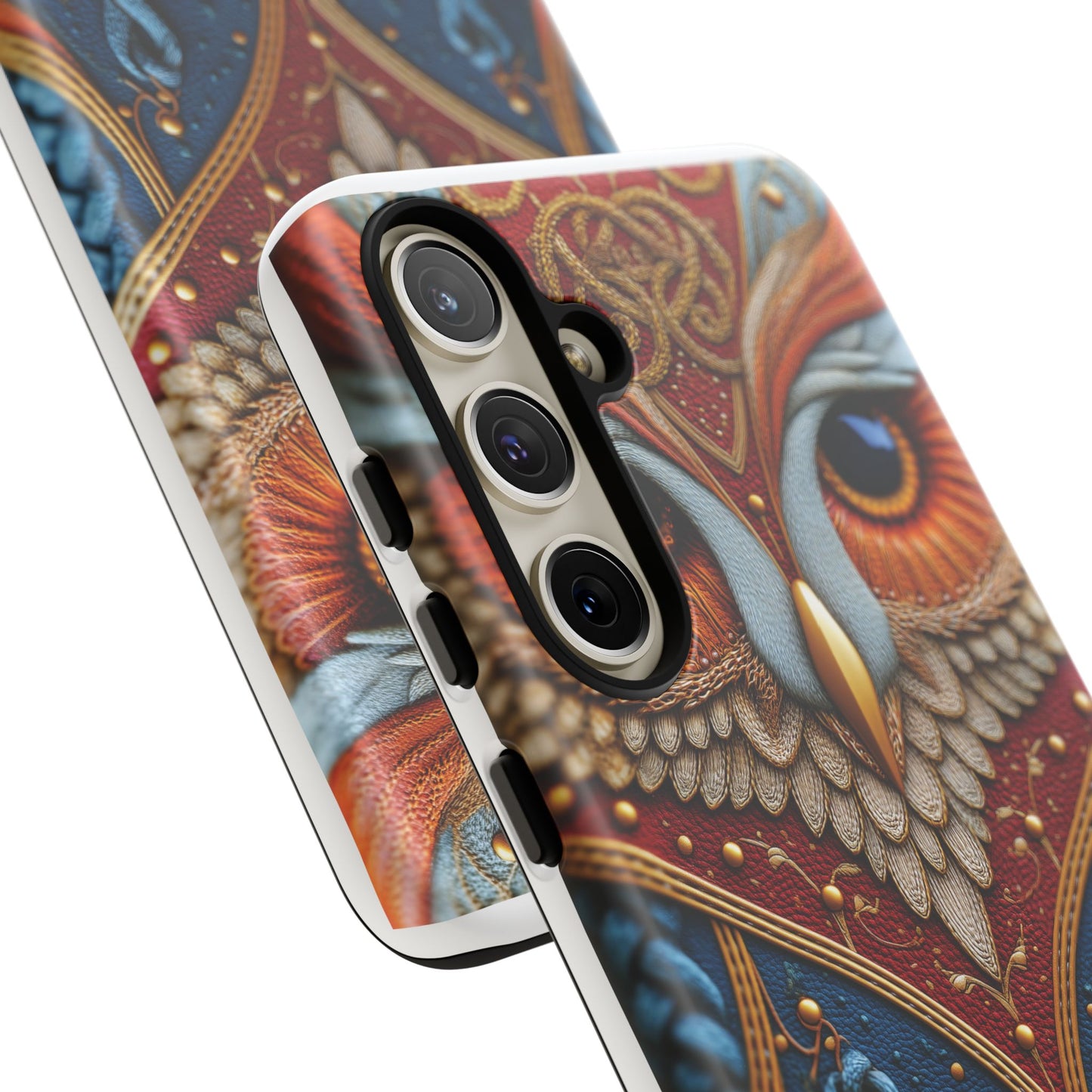 Hibou Royal : Art Textile Brodé et Cuir