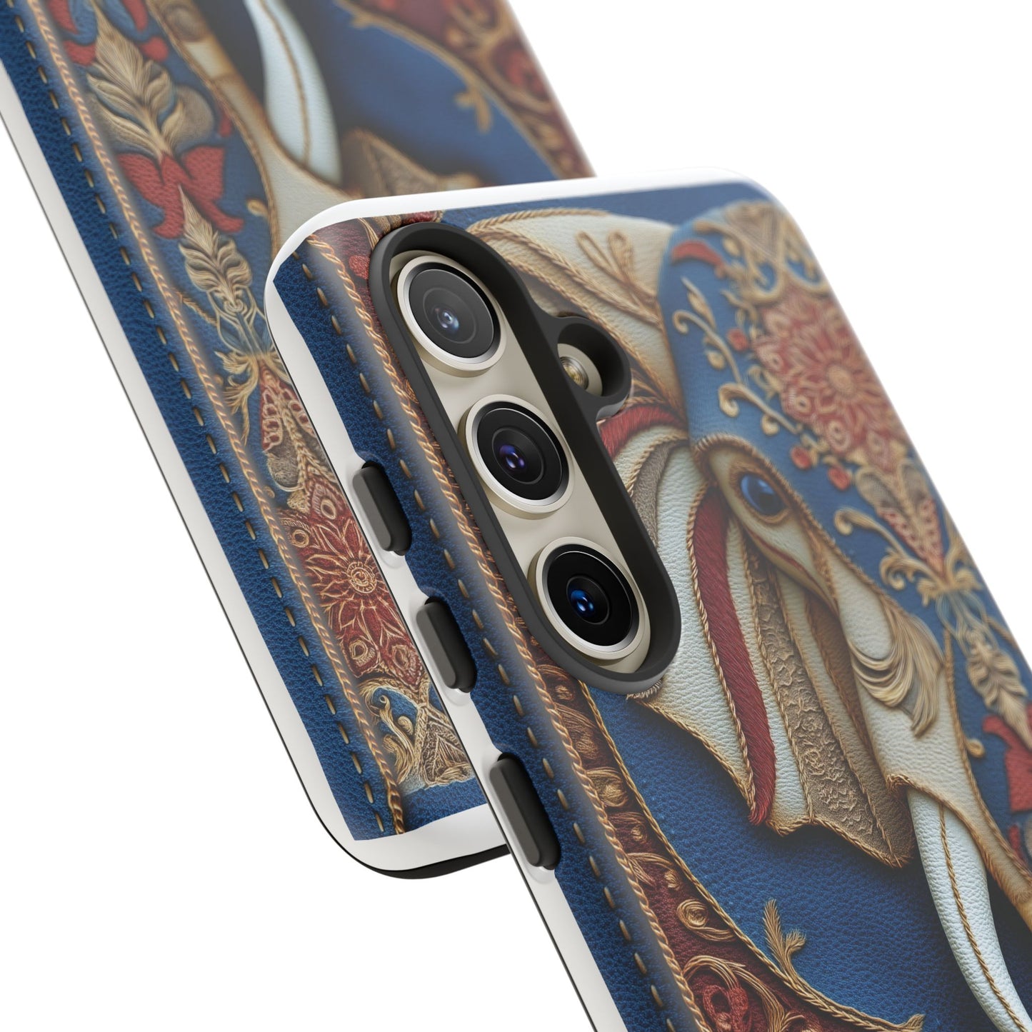 Éléphant Ornemental : Broderie Paisley et Cuir