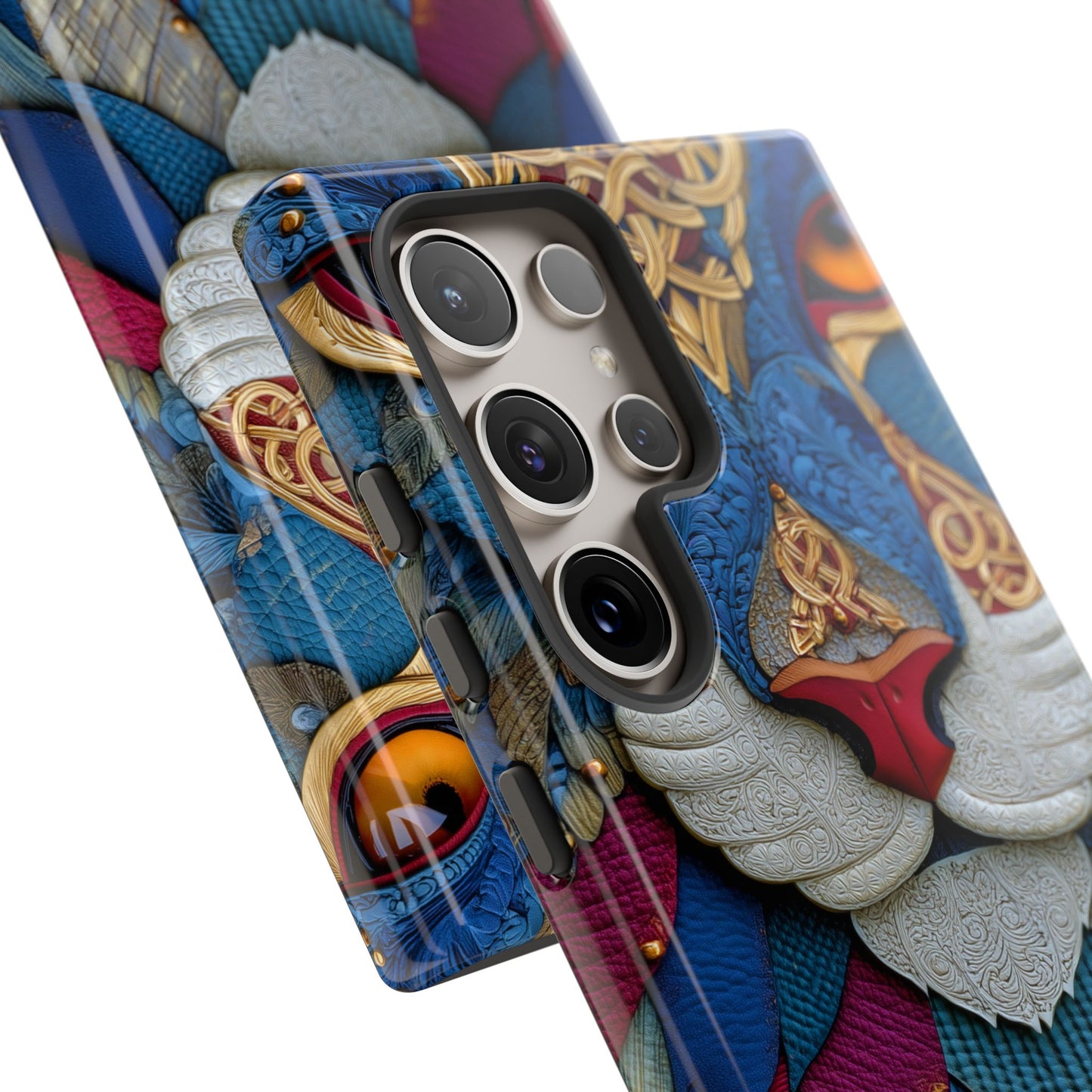 Chat Sacré : Masque Celtique en Cuir et Or