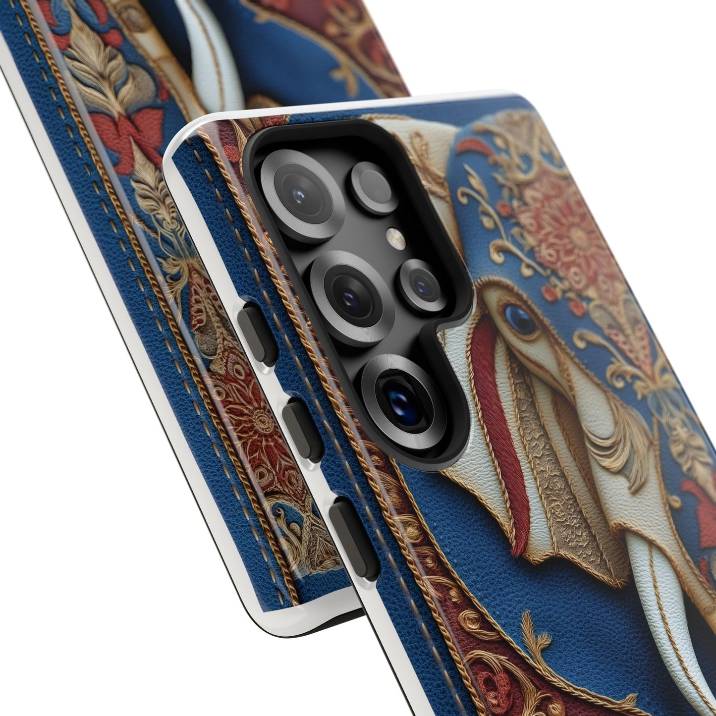 Éléphant Ornemental : Broderie Paisley et Cuir