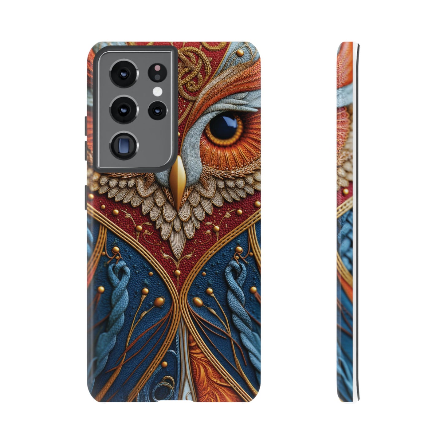 Hibou Royal : Art Textile Brodé et Cuir