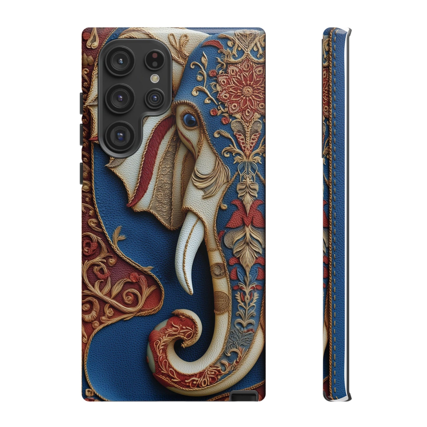 Éléphant Ornemental : Broderie Paisley et Cuir