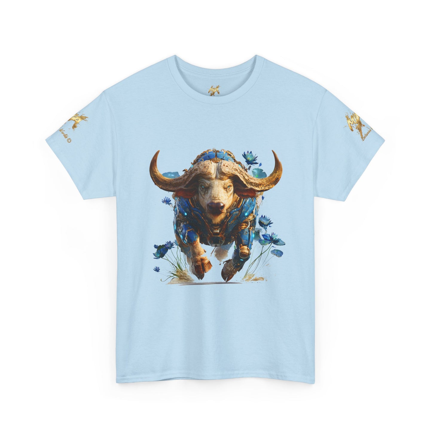 Buffle Cyber-Armure Bleu Royal : Force et Majesté Futuriste