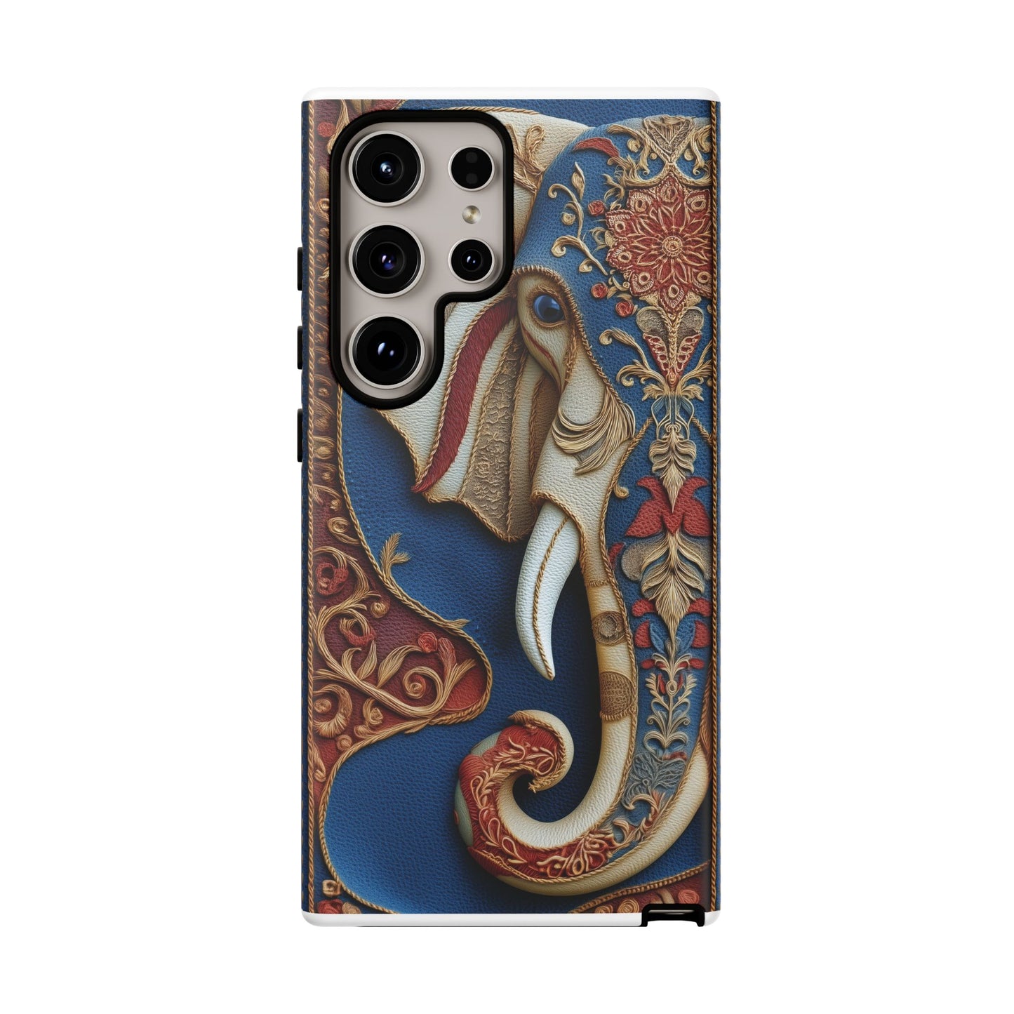 Éléphant Ornemental : Broderie Paisley et Cuir