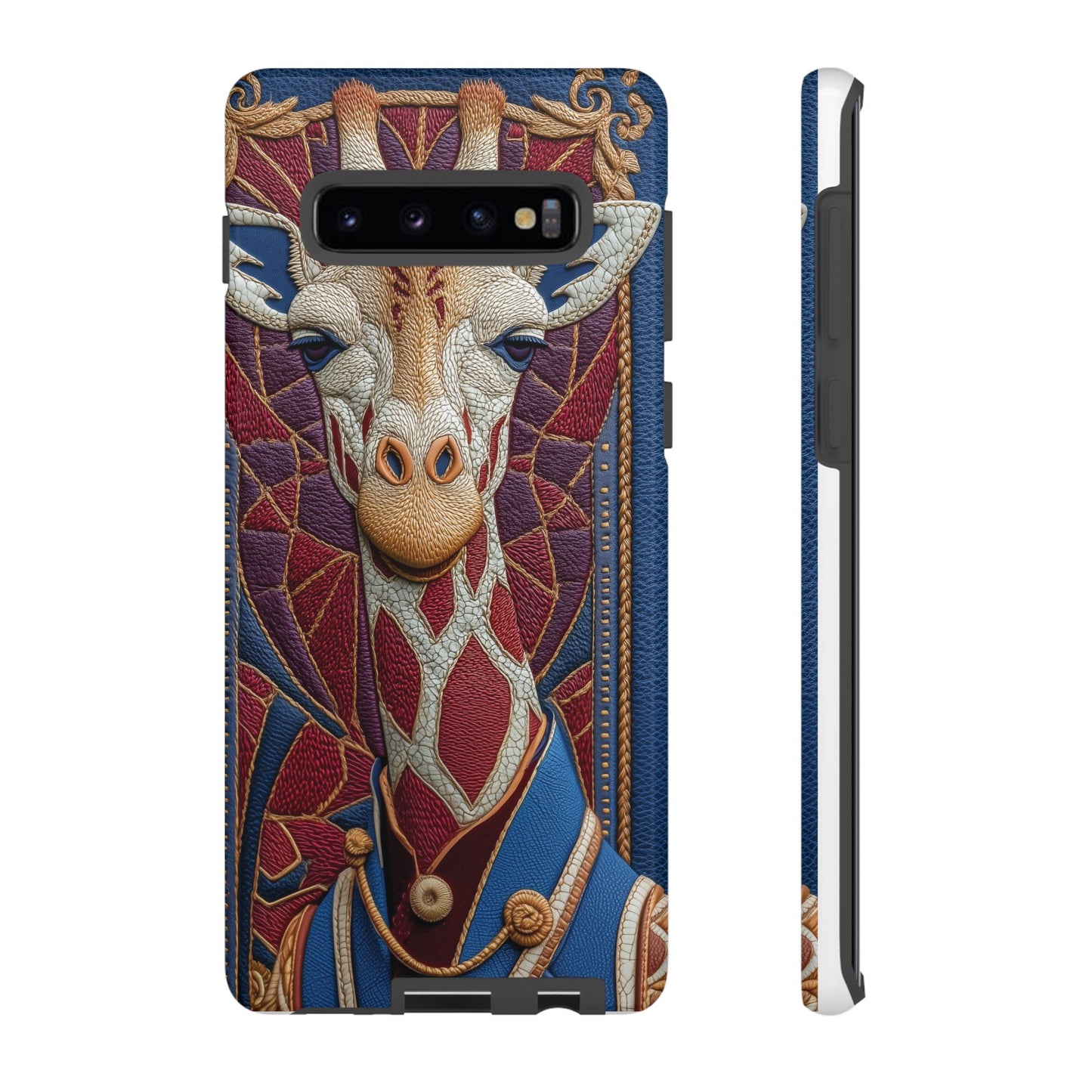 Girafe Aristocrate : Mosaïque de Cuir et Broderie