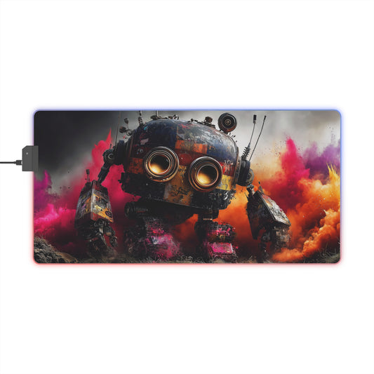 RGB LED Tapis de souris Gaming — Robot Géant Street Art - Cyberpunk Dégoulinant et Explosion de Couleurs